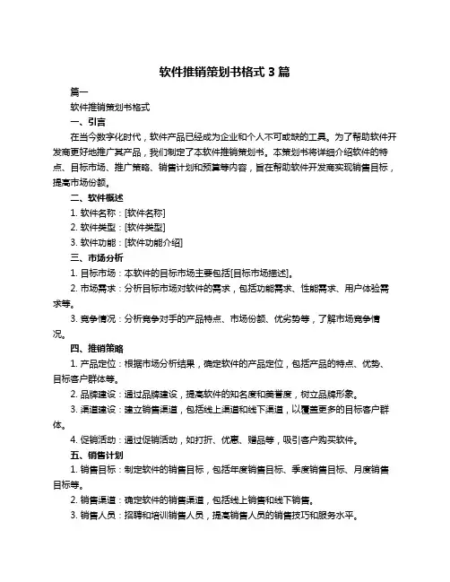 软件推销策划书格式3篇