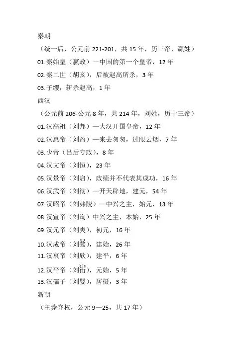 中国历史上历代皇帝