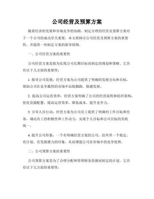 公司经营及预算方案