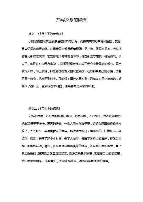 描写乡愁的段落