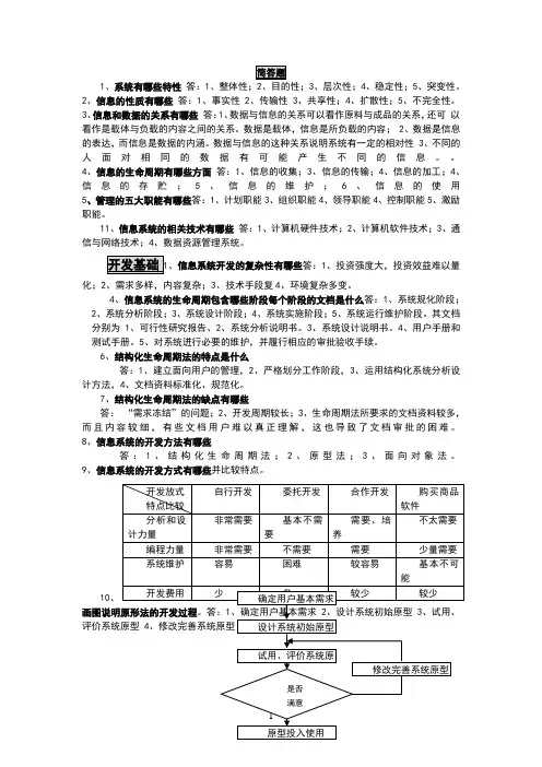 管理信息系统简答题