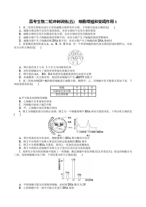 高考生物二轮冲刺训练(五) 细胞增殖和受精作用1