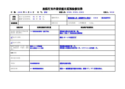 民航机场助航灯光外场设施日巡视检修记录式样