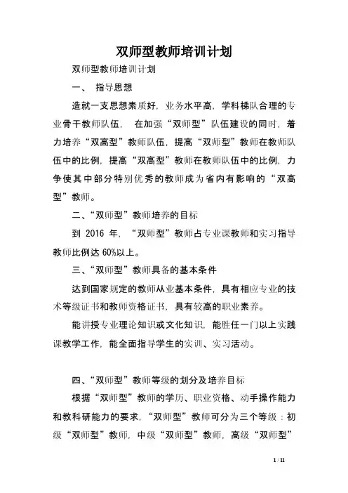 双师型教师培训计划.doc