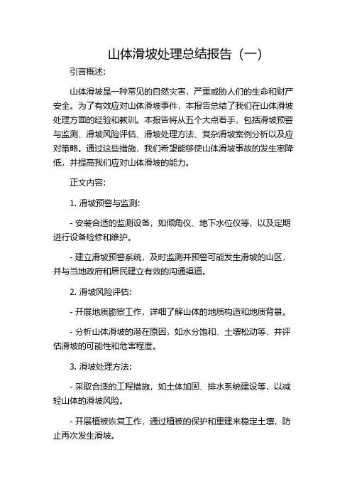 山体滑坡处理总结报告(一)