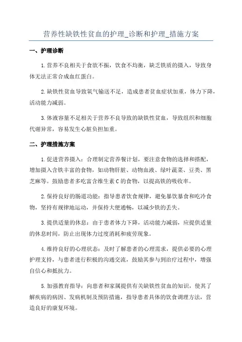 营养性缺铁性贫血的护理_诊断和护理_措施方案