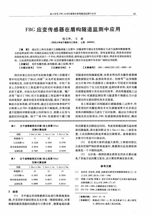 FBG应变传感器在盾构隧道监测中应用