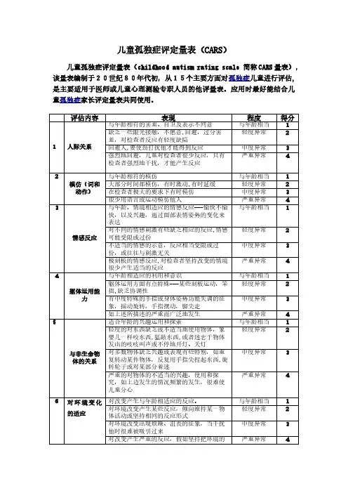 卡氏儿童孤独症评定量表(CARS)