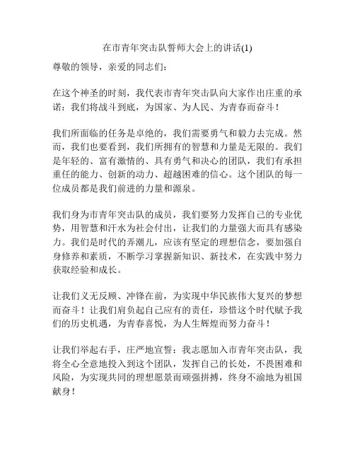 在市青年突击队誓师大会上的讲话(1)