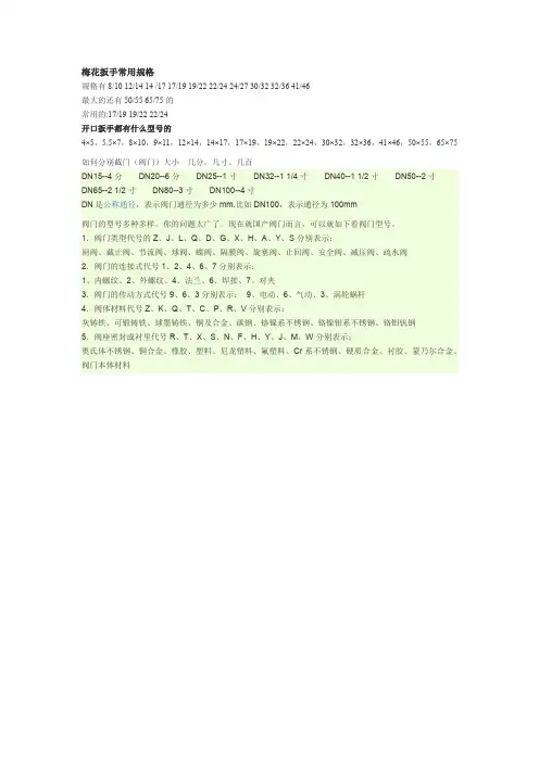 扳手规格