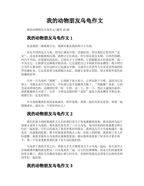 我的动物朋友乌龟作文