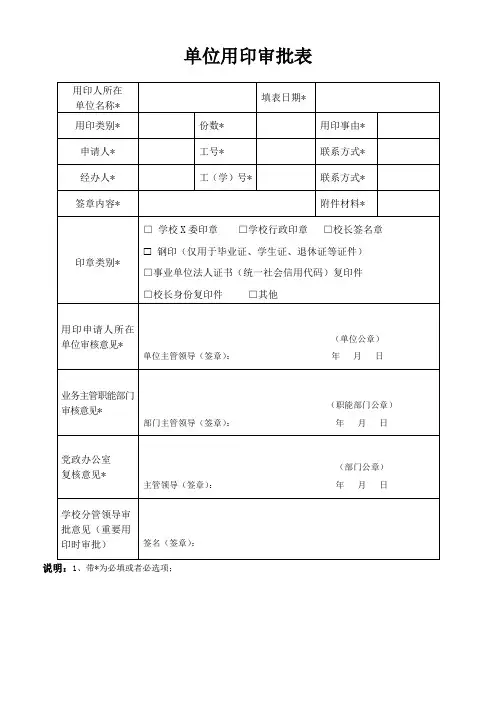 单位用印审批表