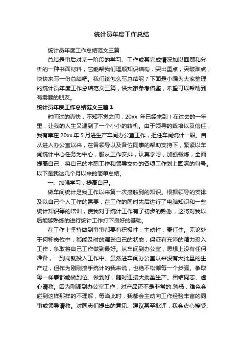统计员年度工作总结范文三篇