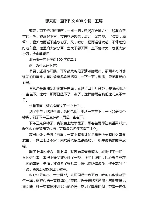 那天雨一直下作文800字初二五篇