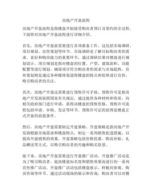 房地产开盘流程