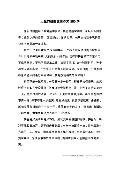 人生的拼图优秀作文350字