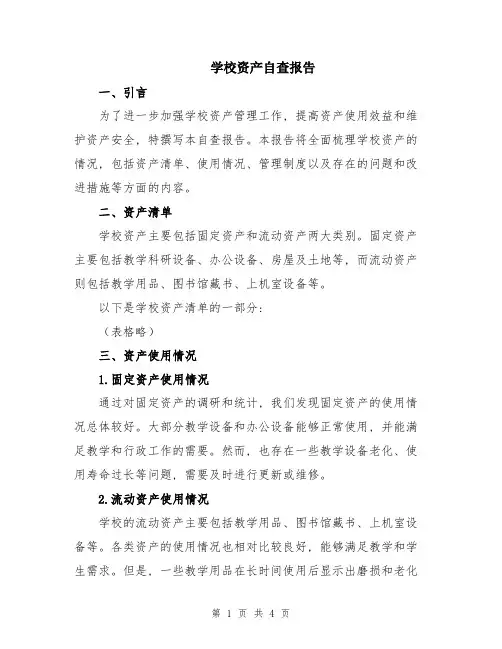 学校资产自查报告