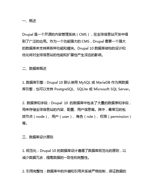 drupal10 数据库结构