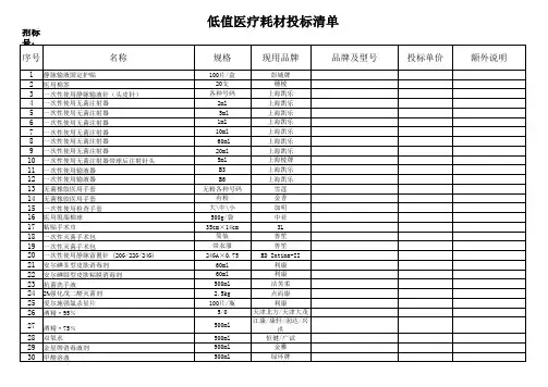 低值医疗耗材投标清单