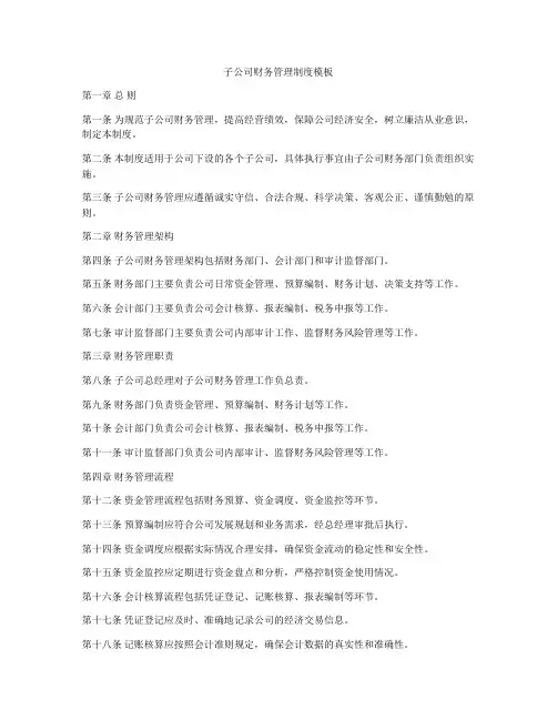 子公司财务管理制度模板