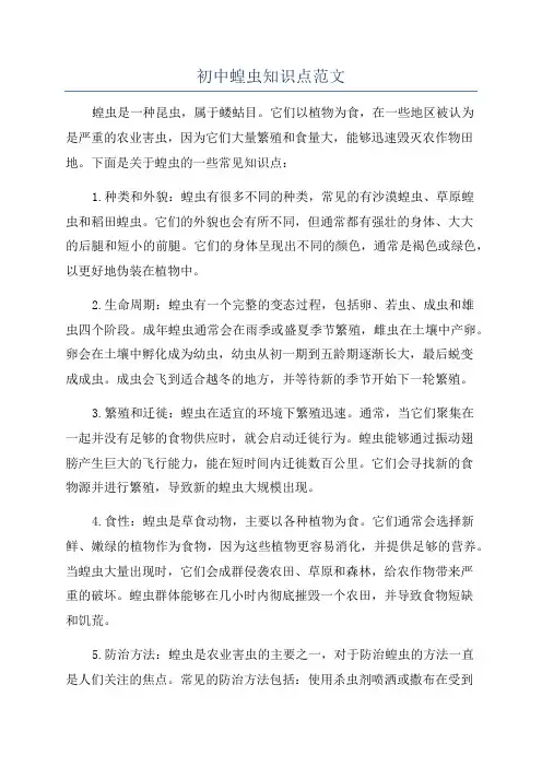 初中蝗虫知识点范文