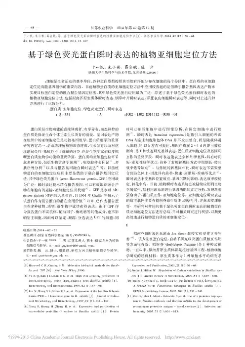 基于绿色荧光蛋白瞬时表达的植物亚细胞定位方法_于一帆