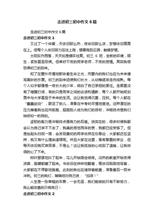 走进初三初中作文6篇