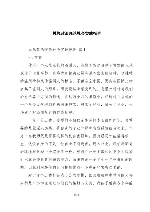 思想政治理论社会实践报告