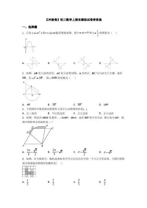 【冲刺卷】初三数学上期末模拟试卷带答案