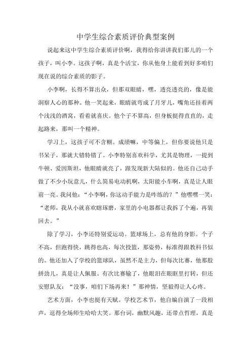 中学生综合素质评价典型案例