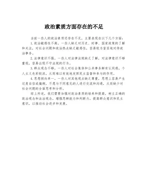 政治素质方面存在的不足