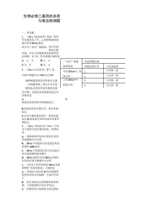 生物必修二基因的本质与表达检测题(含答案).docx