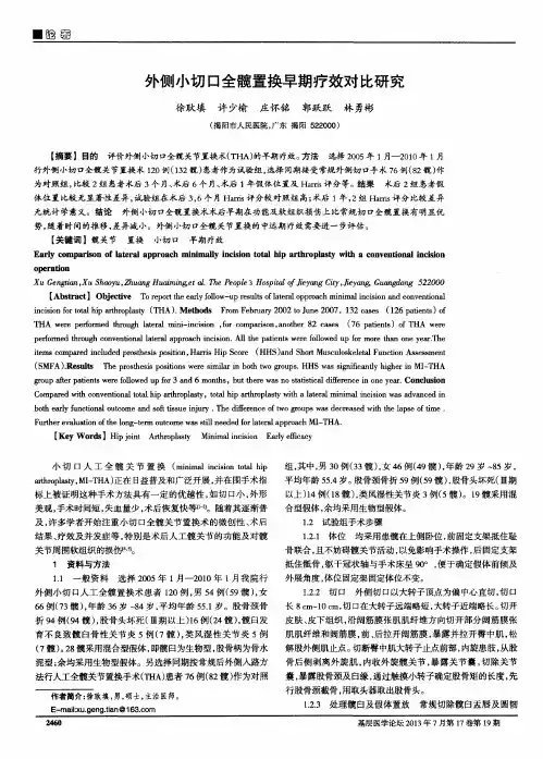 外侧小切口全髋置换早期疗效对比研究