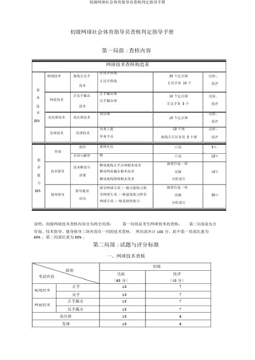初级网球社会体育指导员考核鉴定指导手册