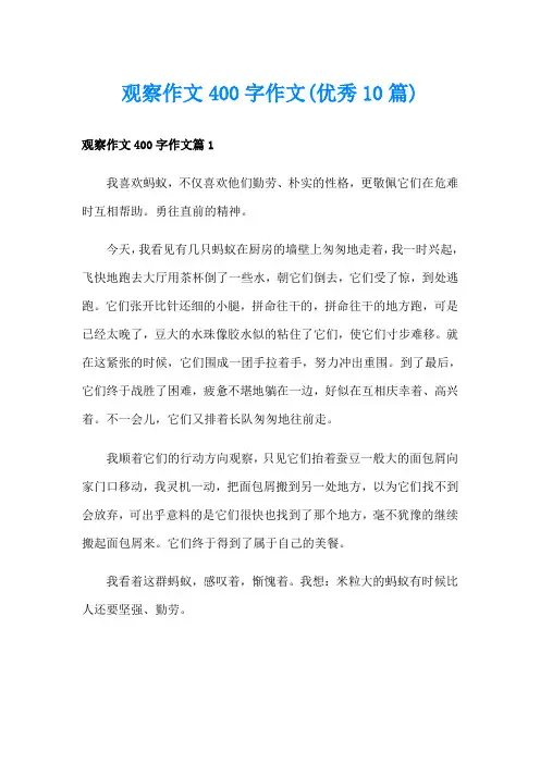 观察作文400字作文(优秀10篇)