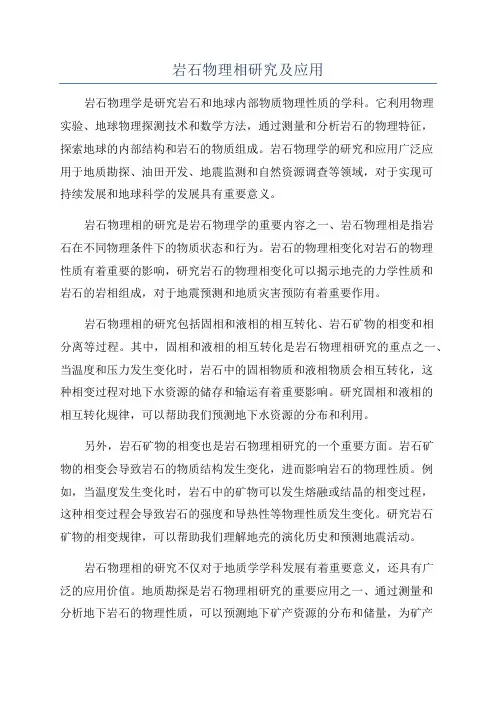 岩石物理相研究及应用