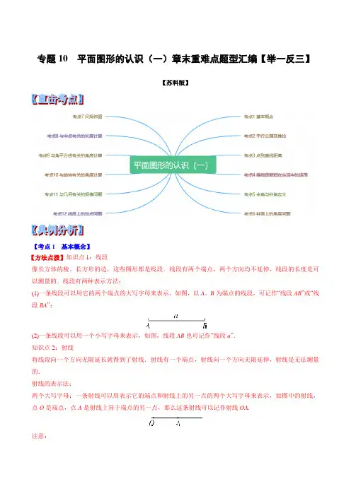 2019-2020学年上学期七年级数学期末复习备考秘籍(苏科版)之专题10  平面图形的认识(一