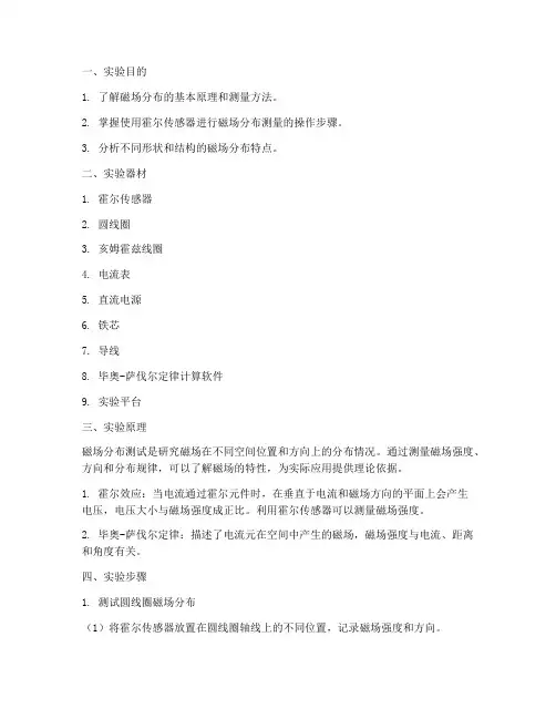 磁场分布测试实验报告