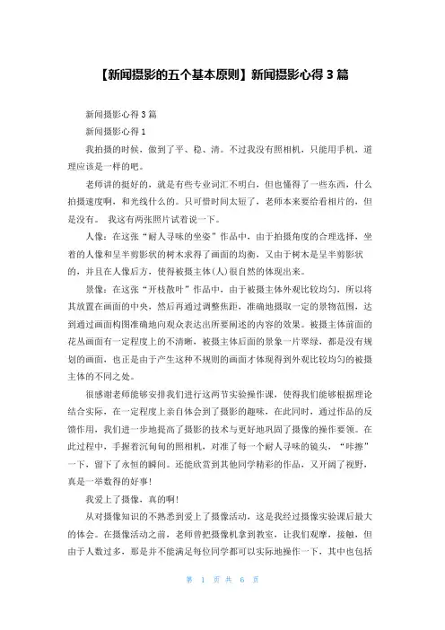 【新闻摄影的五个基本原则】新闻摄影心得3篇