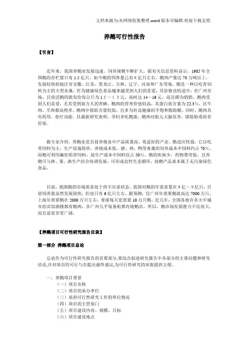 养鹅可行性报告