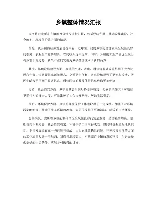 乡镇整体情况汇报