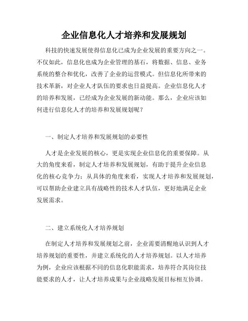 企业信息化人才培养和发展规划