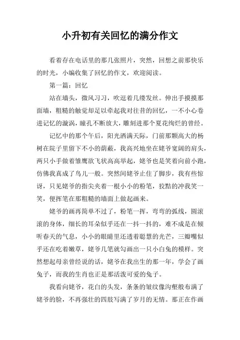 小升初有关回忆的满分作文