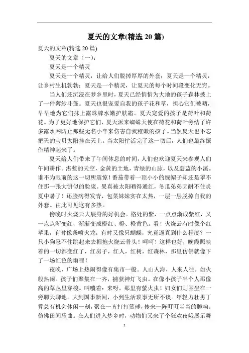 夏天的文章(精选20篇)