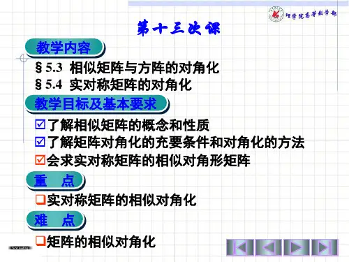 13第十三次课 相似矩阵与方阵的对角化+实对称矩阵的对角化