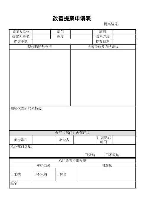 提案改善表格