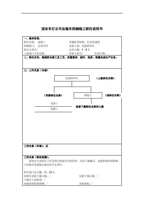 总装车间剥线工岗位描述(3页)
