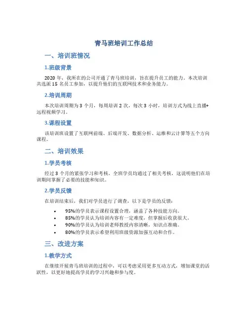 青马班培训工作总结