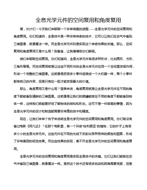 全息光学元件的空间复用和角度复用