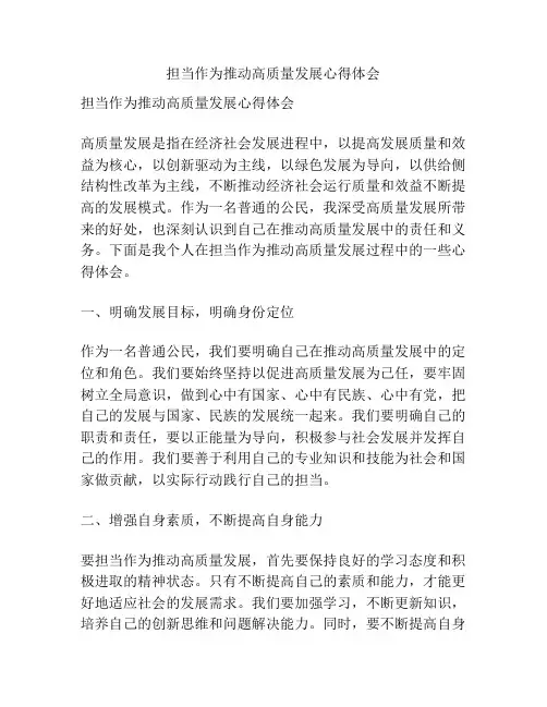 担当作为推动高质量发展心得体会